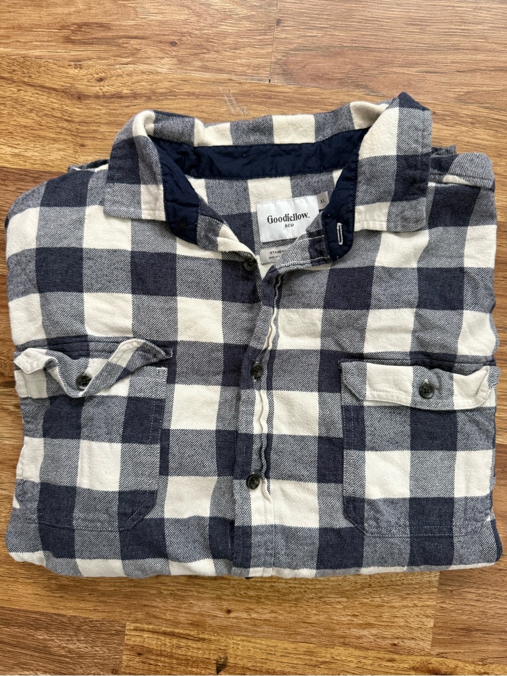Goodfellow & Co Navy and White Plaid Shirt - Picture 9 of 10